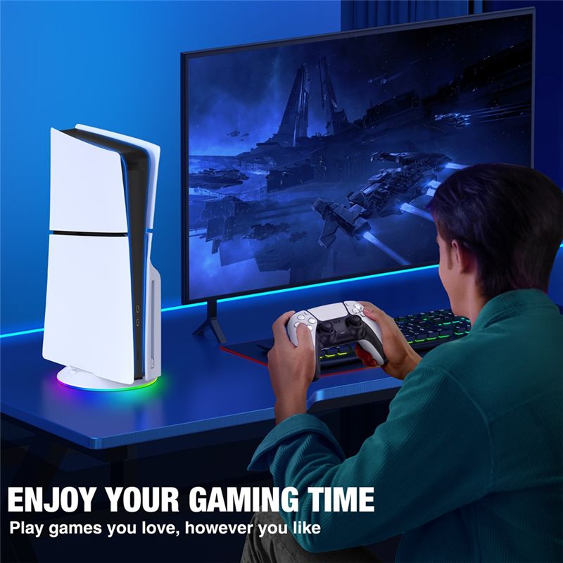 AED7-Vertical Stand With RGB L - Gaming Console Holder 评论和价格