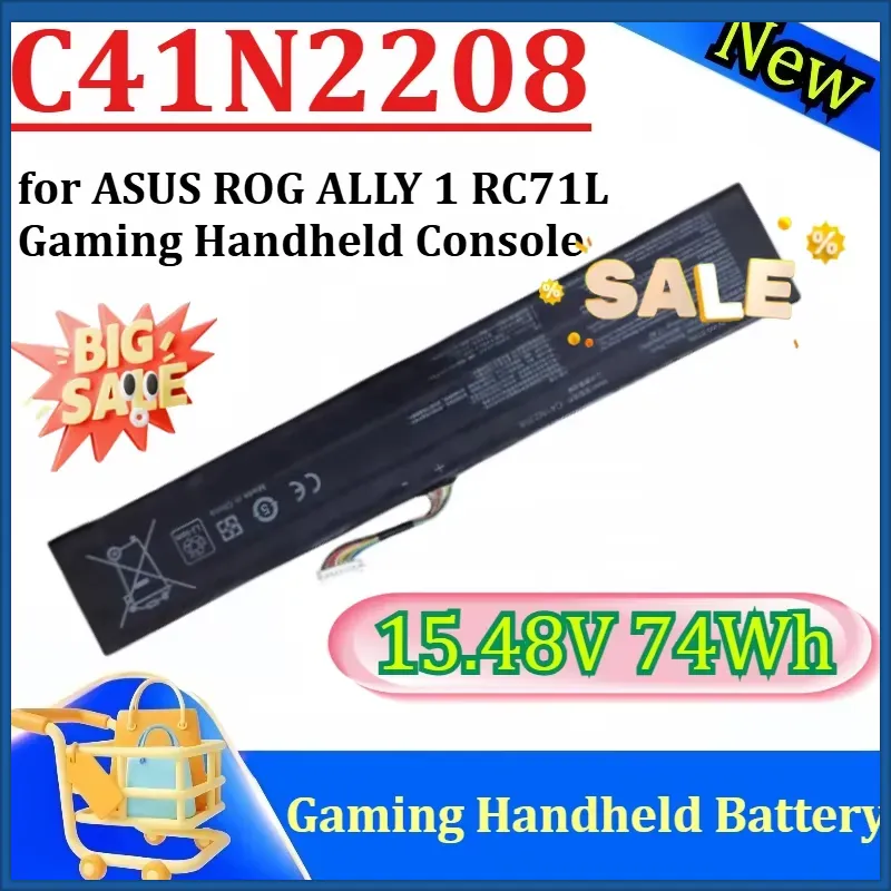 New C41N2208 15.48V 74Wh High  - Gaming Console Rog 评论和价格