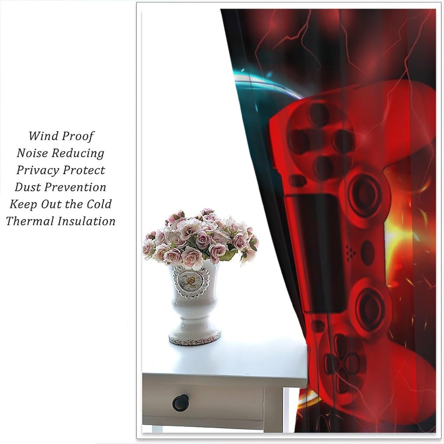 Gaming Curtain Blue Red Arcade - Gaming Console Cafe 评论和价格
