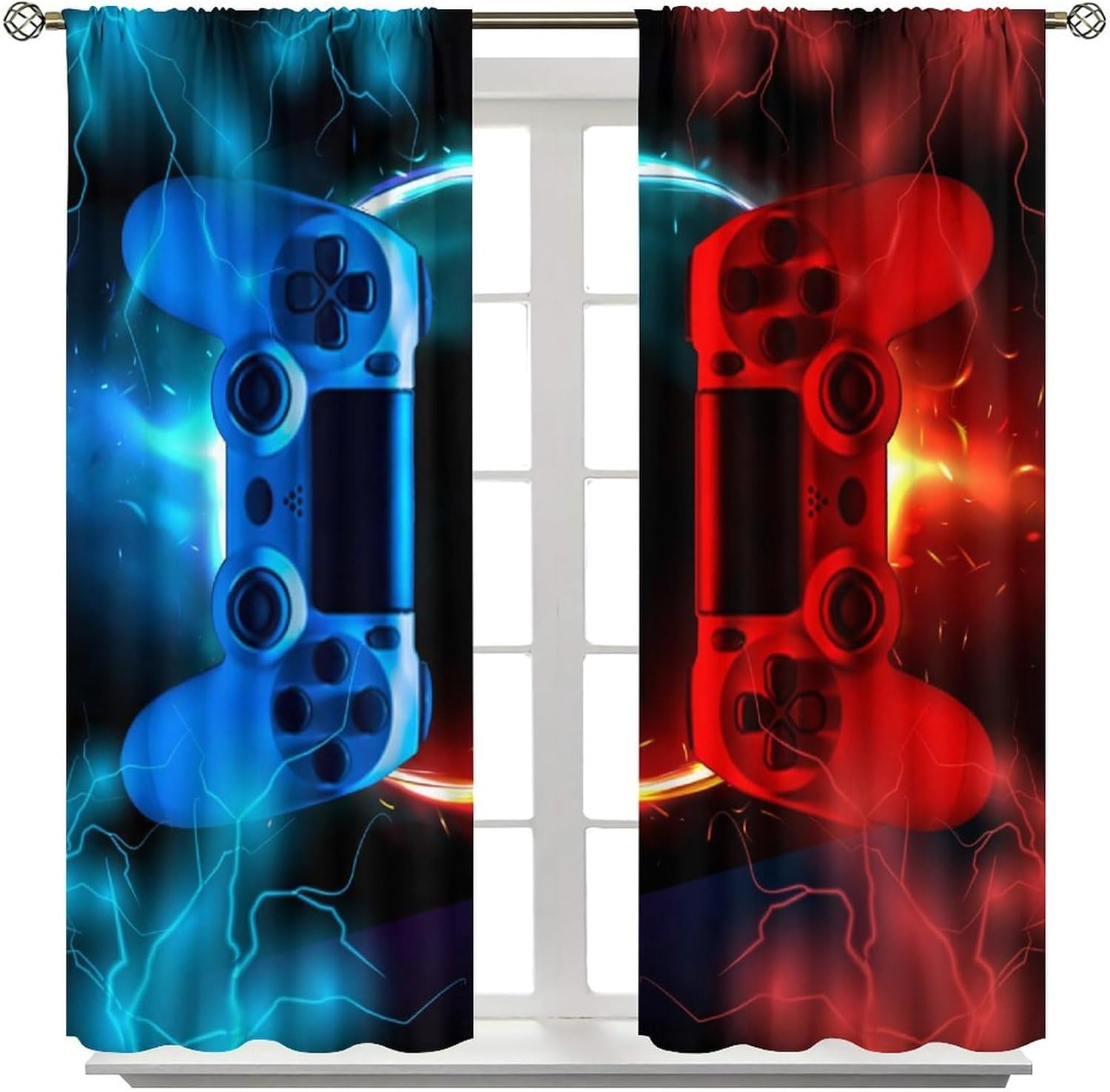 Gaming Curtain Blue Red Arcade - Gaming Console Cafe 评论和价格
